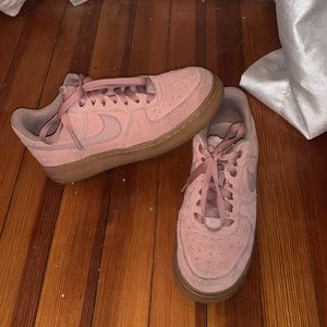 Pink suede Nike airforce ones
